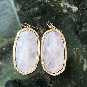 Kendra Scott Earrings Rose Quartz and Rose Gold.